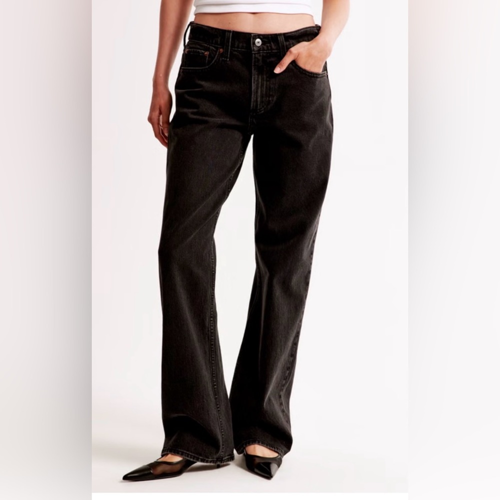 Abercrombie & Fitch black low rise baggy jeans